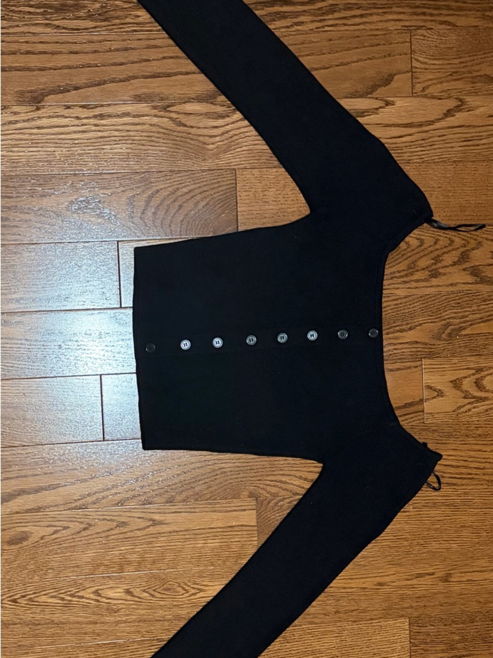 Dynamite Black Long Sleeve Button-Front Off-Shoulder Crop Top